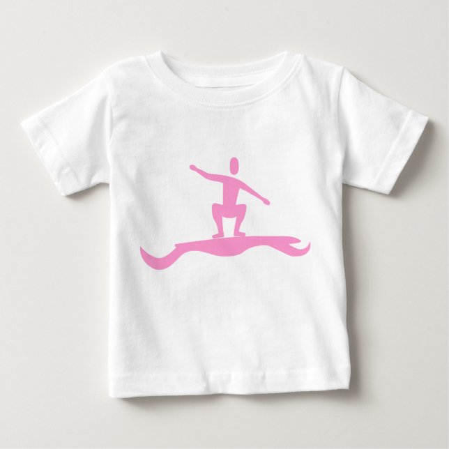 Camiseta Para Bebê Surf Figure - Rosa (Frente)