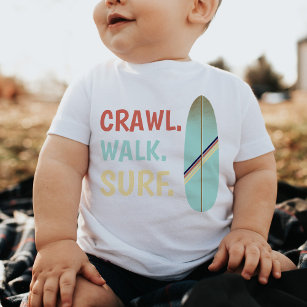 Camiseta Para Bebê Surf legal de Surfboard Azul com Imagem Retroativa