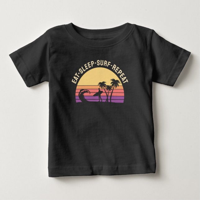 Camiseta Para Bebê Surfar em Retro (Frente)