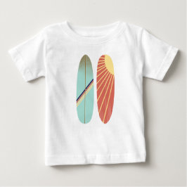 Camiseta Para Bebê Surfboard Vermelha e Azul com Imagem Retroativa le