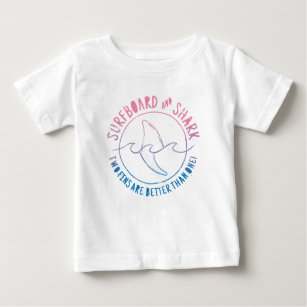 Camiseta Para Bebê Surfe De Surfe E Tubarão Engraçado No Verão