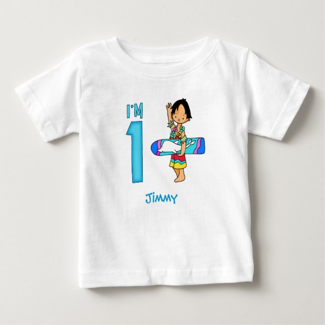 Camiseta Para Bebê Surfer Dude primeiro aniversario Baby T-Shirt (Frente)
