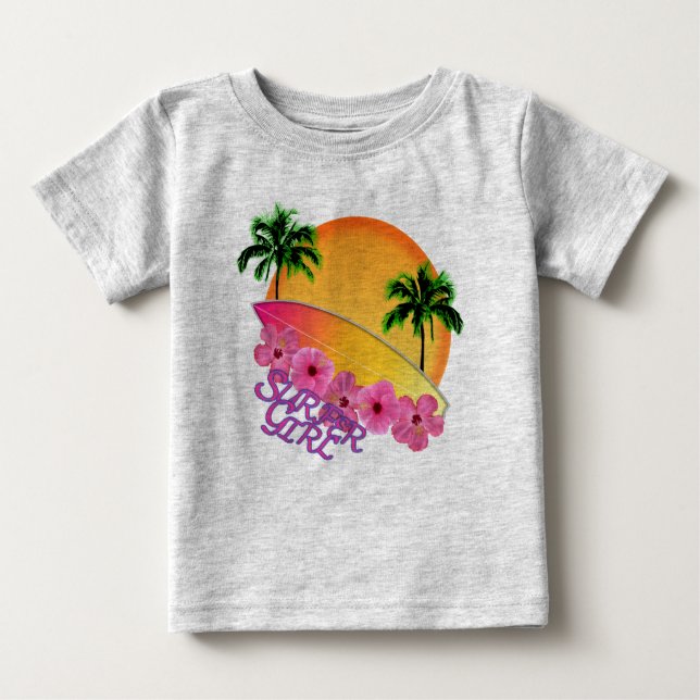 Camiseta Para Bebê Surfer Girl (Frente)