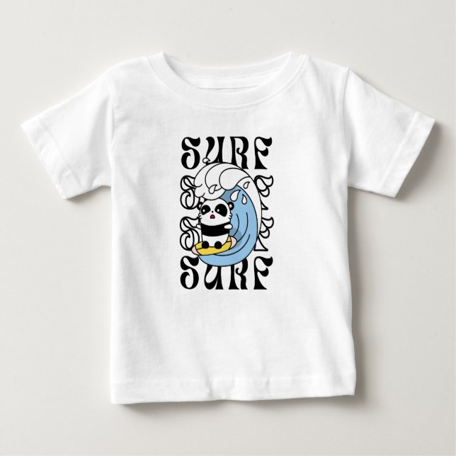 Camiseta Para Bebê Surfer Panda (Frente)