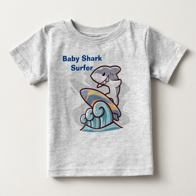 Camiseta Para Bebê Surfista de tubarão-bebê (Frente)