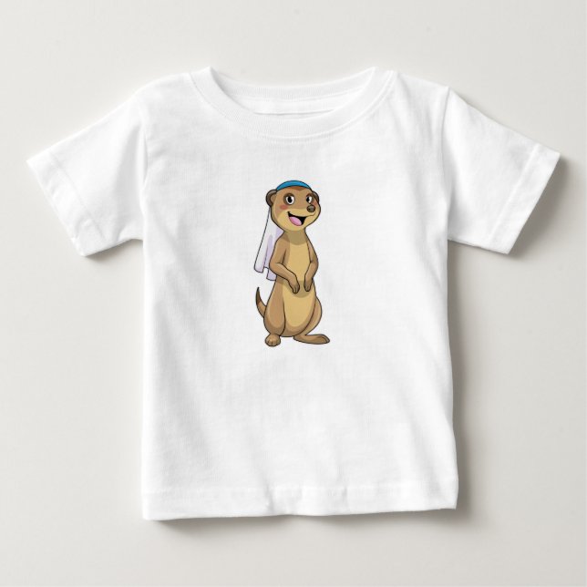 Camiseta Para Bebê Suricata como Noiva com Véu (Frente)