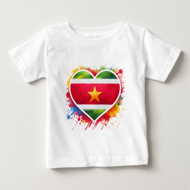 Camiseta Para Bebê Suriname Heart (Frente)
