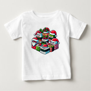 Camiseta Para Bebê Sushi Delight Engraçado Arte de Natal Festiva dos