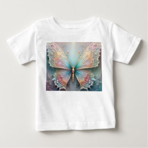 Camiseta Para Bebê Sussurros de Cor: Sonho de Borboleta Fractal Paste