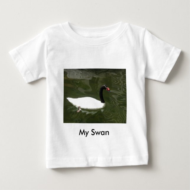 Camiseta Para Bebê Swan preto e branco (Frente)