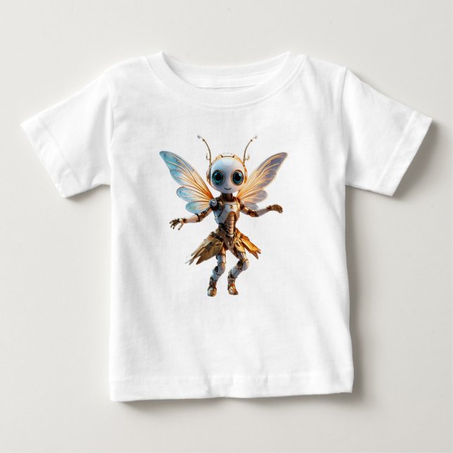 Camiseta Para Bebê Sweet Ant Girl Dancing Robot Pixie (Frente)