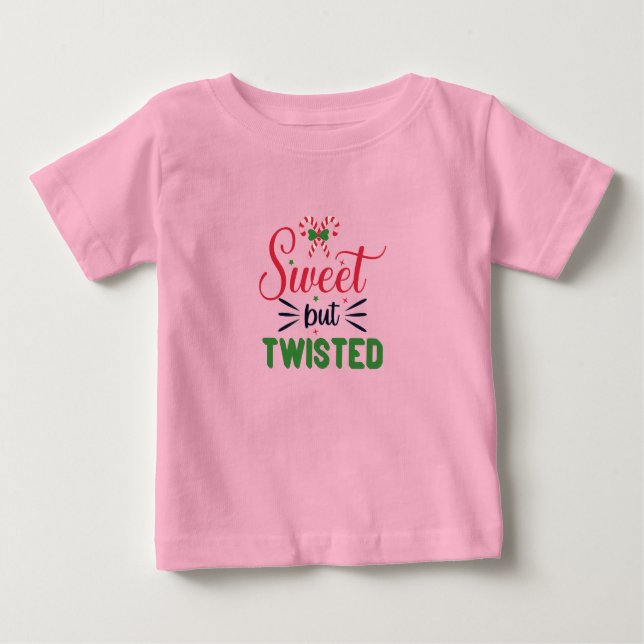 Camiseta Para Bebê Sweet But Twisted Holiday T-Shirt | Festive Candy  (Frente)