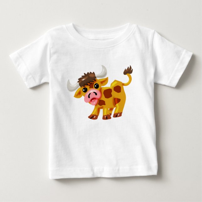 Camiseta Para Bebê Sweet Cartoon Steer (Frente)