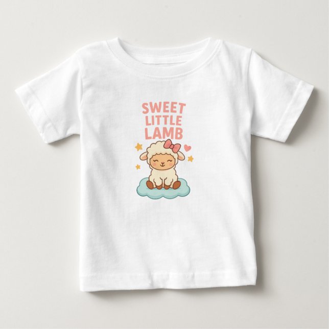 Camiseta Para Bebê Sweet Little Lamb – Baby Girl Cloud Charm   (Frente)