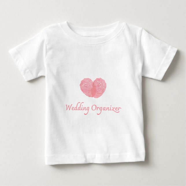 Camiseta Para Bebê Sweet Pink Heart "Wedding Organizer" T-Shirt - Per (Frente)