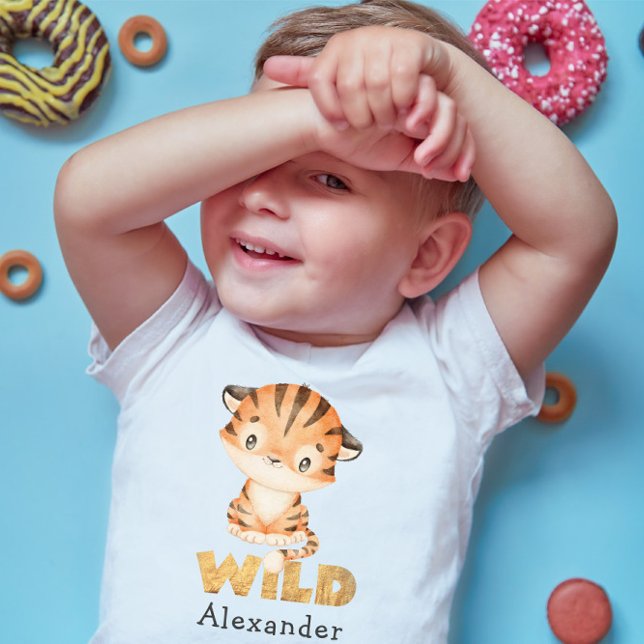 Camiseta Para Bebê Sweet Safari Baby Tiger Birthday (Criador carregado)