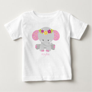 Camiseta Para Bebê Sweet Safari Elefante Floral c/Personalização