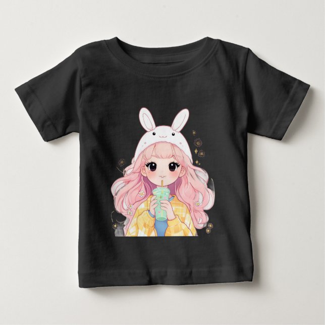 Camiseta Para Bebê Sweet Sipper Anime Style Tee Kids Apparel toddler (Frente)