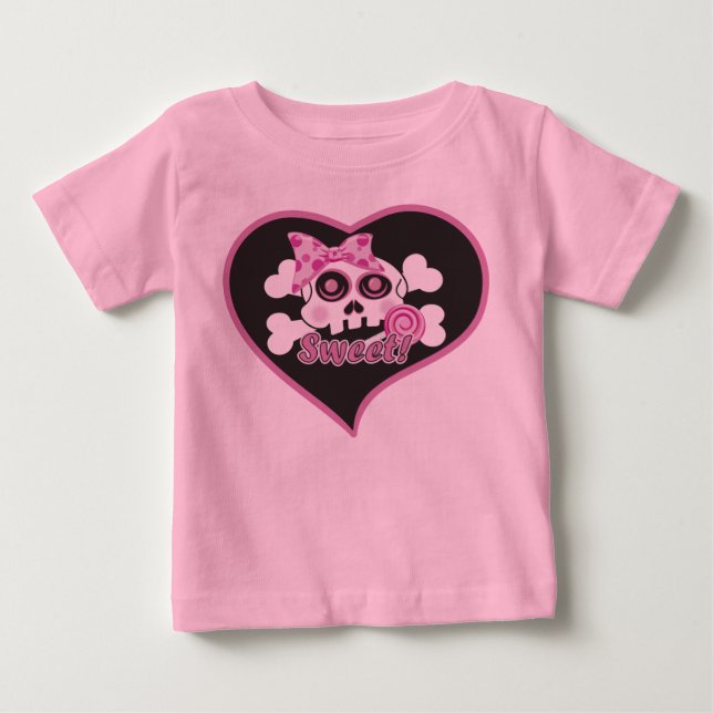 Camiseta Para Bebê Sweetheart Skull (Frente)
