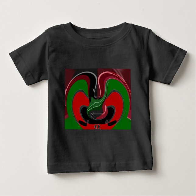 Camiseta Para Bebê Swirling Kenyan Flag: Uma arte moderna do Motif (Frente)