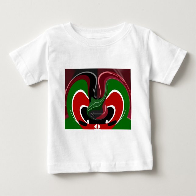 Camiseta Para Bebê Swirling Kenyan Flag: Uma arte moderna do Motif (Frente)