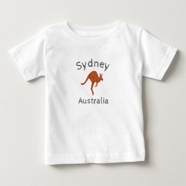 Camiseta Para Bebê Sydney Austrália Canguru, 4 (Frente)