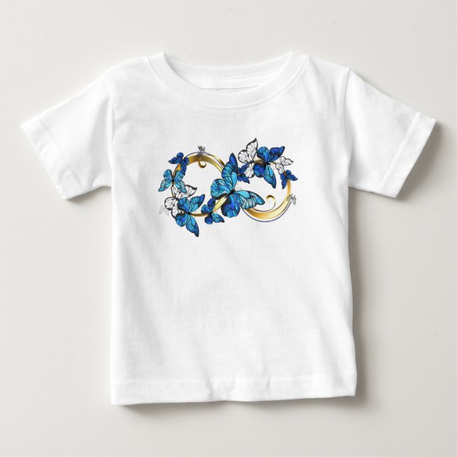 Camiseta Para Bebê Symbol Infinity of Blue Morpho Butterflies (Frente)