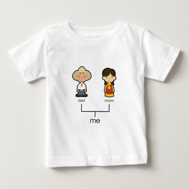 Camiseta Para Bebê T americano/chinês da família do bebê (Frente)