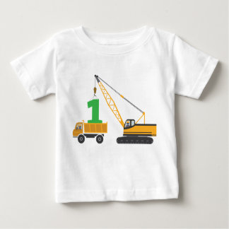 Camiseta Para Bebê T da construção do primeiro aniversario
