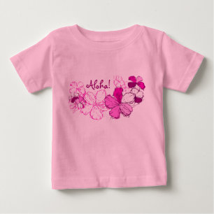Camiseta Para Bebê T da criança do hibiscus do Doodle