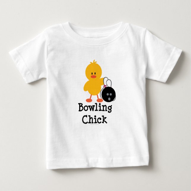 Camiseta Para Bebê T da criança do pintinho da boliche (Frente)