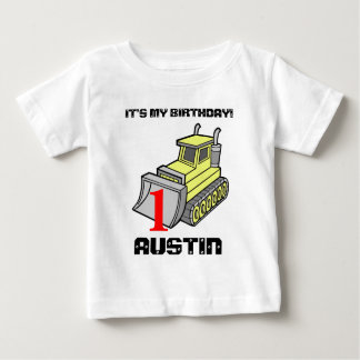 Camiseta Para Bebê T do aniversário da escavadora, customizável