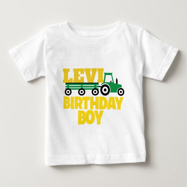 CAMISETA PARA BEBÊ T DO ANIVERSÁRIO DO TRATOR (Frente)