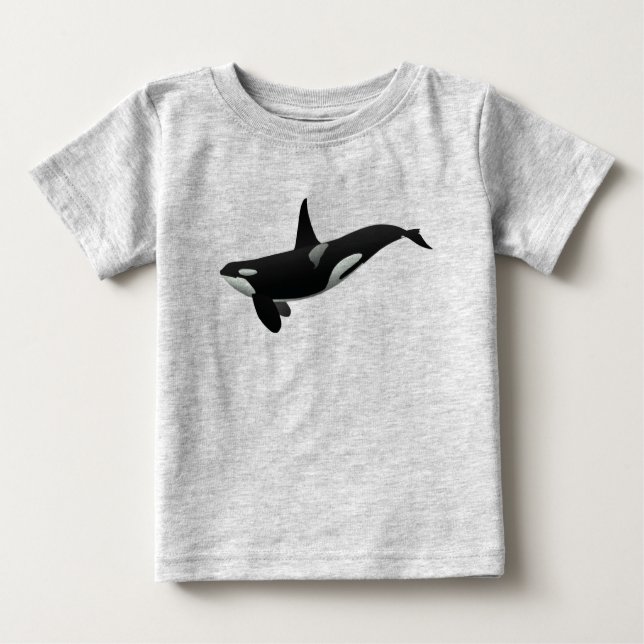 Camiseta Para Bebê T do bebê da orca da natação (Frente)