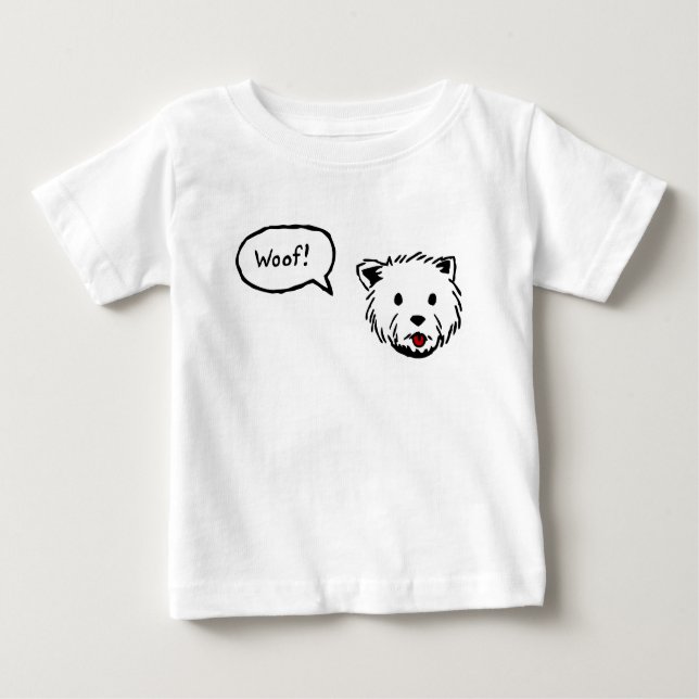 Camiseta Para Bebê T do bebê do Woof de Westie (Frente)