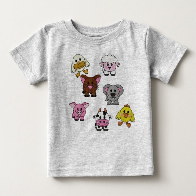 Camiseta Para Bebê T do bebê dos animais de fazenda do bebê (Frente)