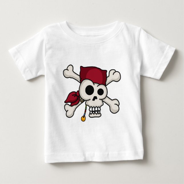 Camiseta Para Bebê T do bebê dos Crossbones do crânio N (Frente)