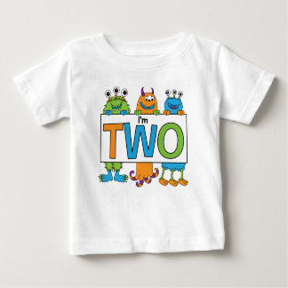 Camiseta Para Bebê T do monstro do segundo aniversário