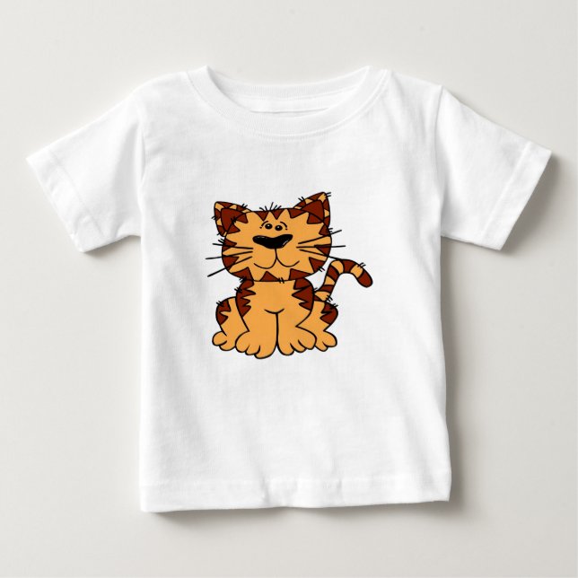 Camiseta Para Bebê T dos desenhos animados do bebê do gato (Frente)