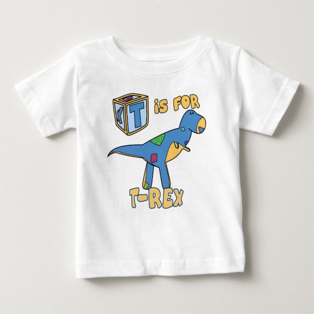 Camiseta Para Bebê T é para o t-shirt do bebê de T-Rex (Frente)