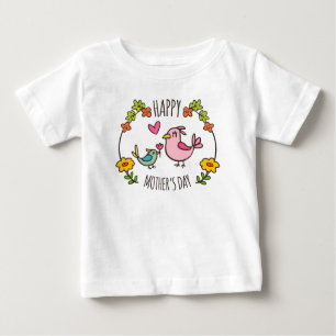 Camiseta Para Bebê T feliz adorável do plissado do dia das mães  