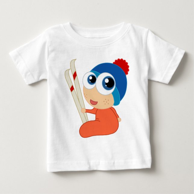 Camiseta Para Bebê T futuro do bebê do esquiador (Frente)
