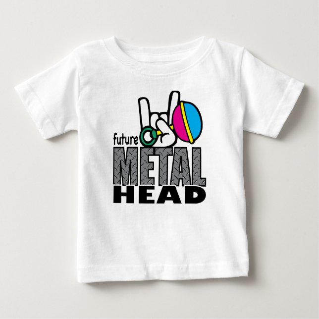 Camiseta Para Bebê T futuro do gráfico do ~ da cabeça do metal (Frente)
