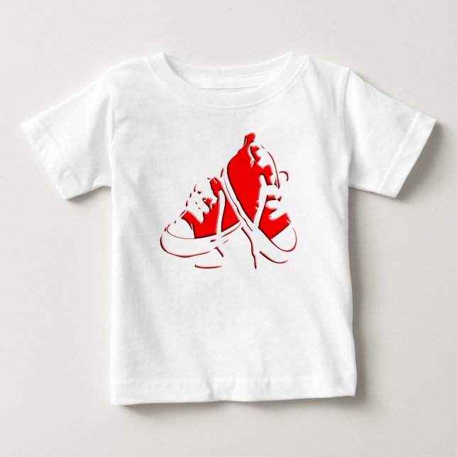 Camiseta Para Bebê T infantil Calçado-Vermelho do tênis (Frente)