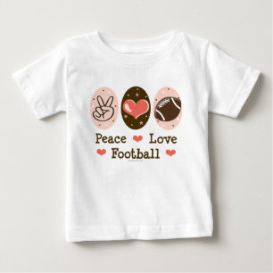 Camiseta Para Bebê T longo da Capa do bebê do futebol do amor da paz