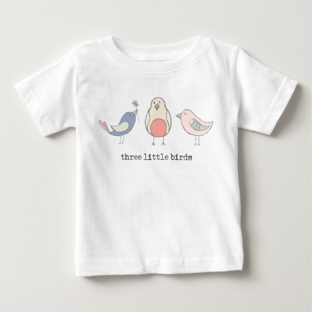 Camiseta Para Bebê T pequeno de três pássaros (Frente)