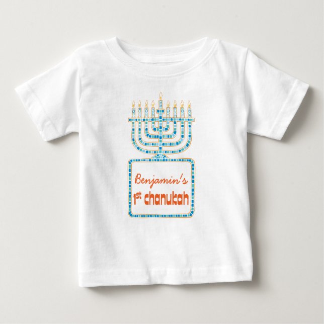 Camiseta Para Bebê T personalizado de Menorah ø Chanukah (Frente)