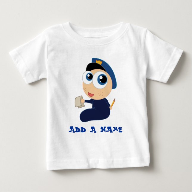 Camiseta Para Bebê T personalizado do bebê da polícia (Frente)