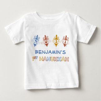 Camiseta Para Bebê T personalizado Hanukkah do bebê de Dreidels ø