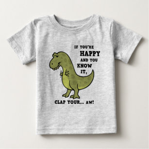 Camiseta Para Bebê T-Rex Clap II